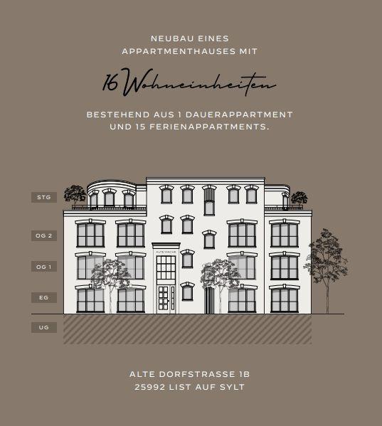 Neubau mit 16 Wohnungen an Alte Dorfstraße 1b, Sylt. 1 Dauer- und 15 Ferienappartments.