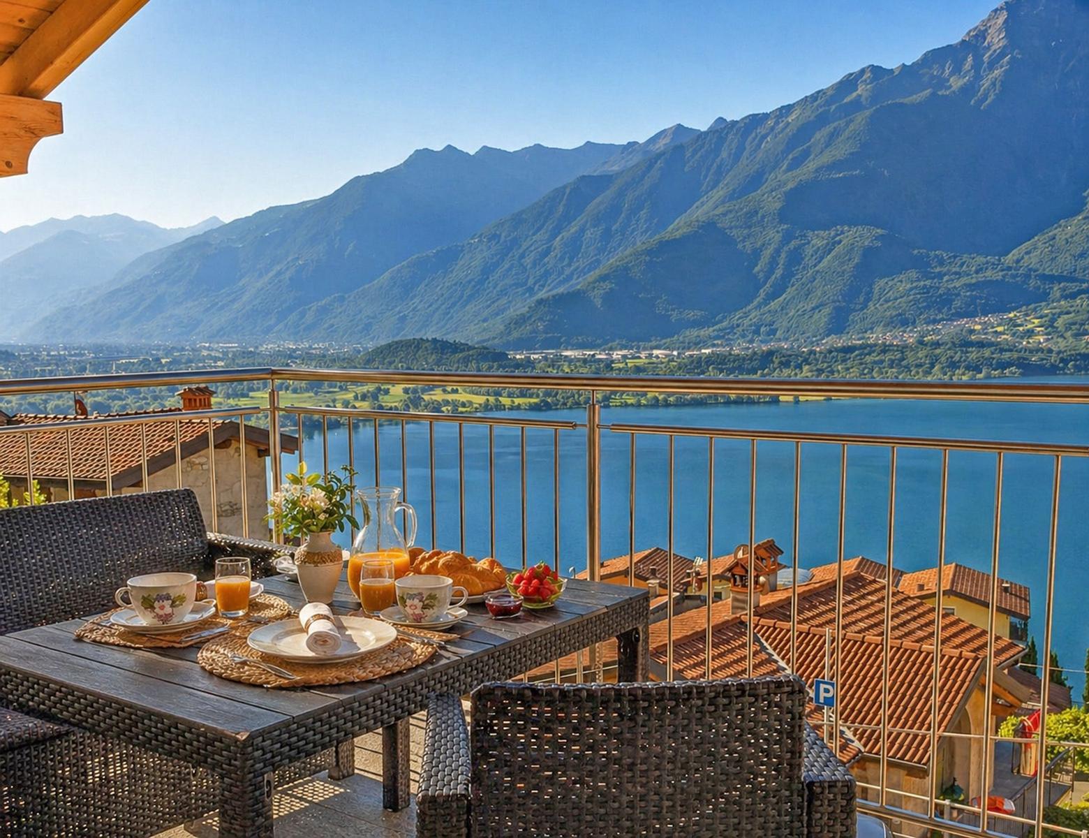 überdachter Balkon zum gemütlich frühstücken