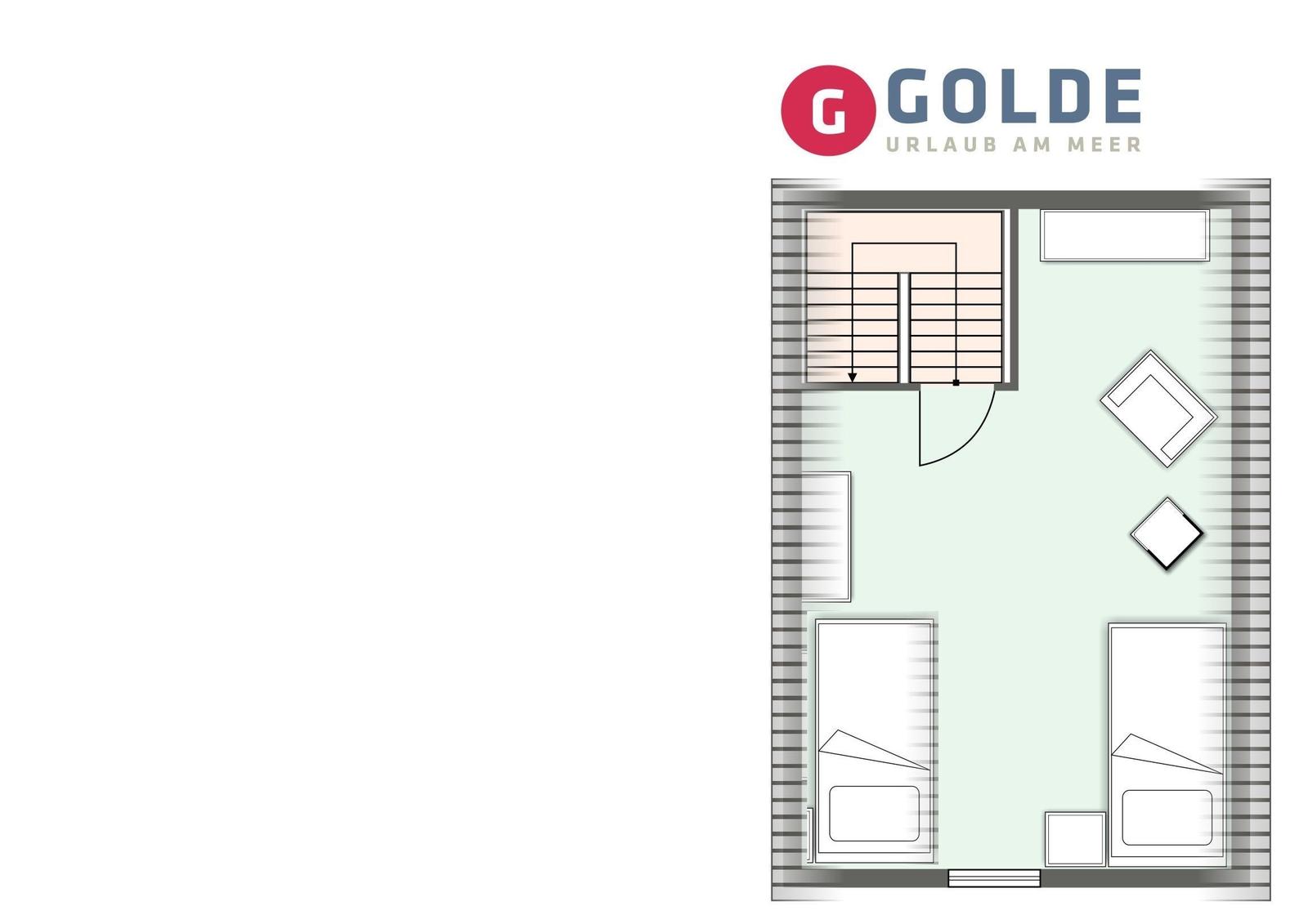 Die Wohnung hat zwei Schlafzimmer, ein Bad und eine Küche mit Essbereich.