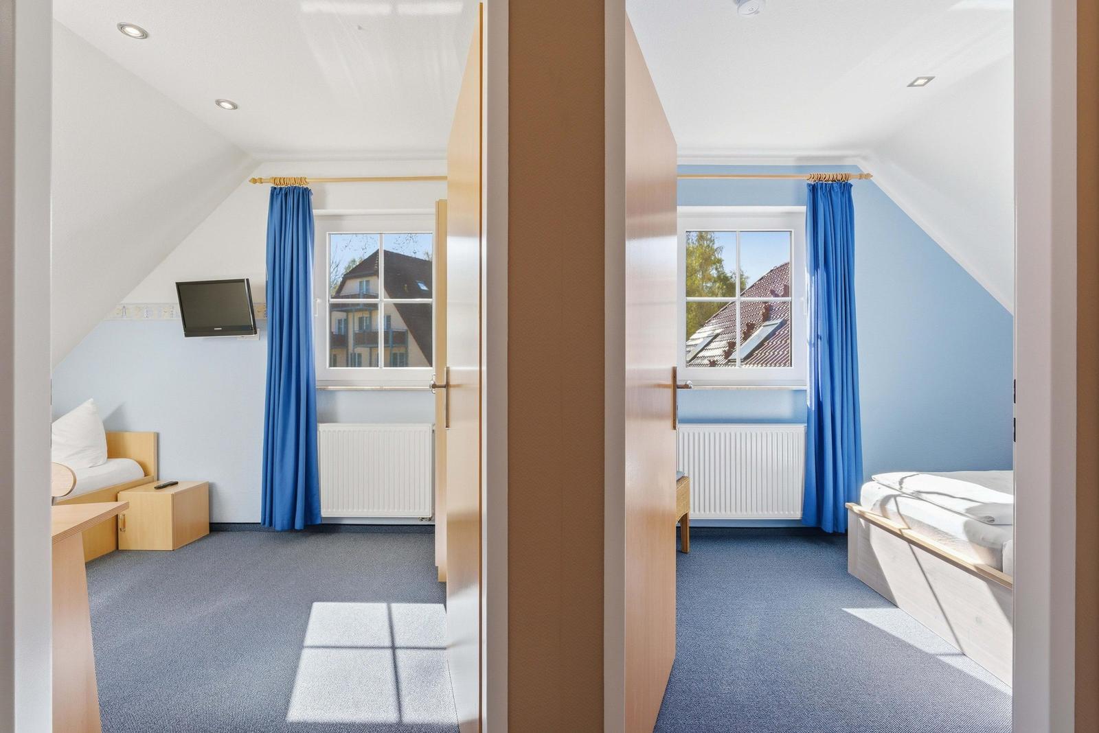 Blick auf die beiden Schlafzimmer