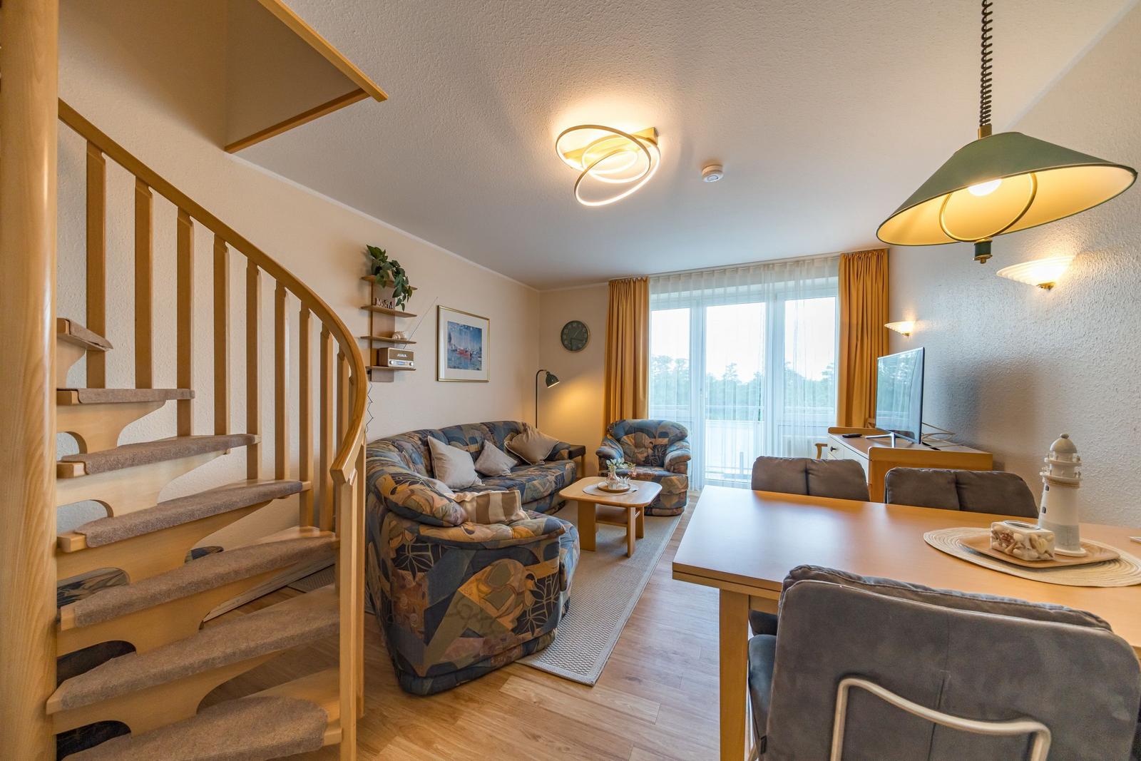 Wohn-Essbereich mit Sitzgelegenheit im sihi217, Hus Inselkieker, Mellumweg 6b in Schillig