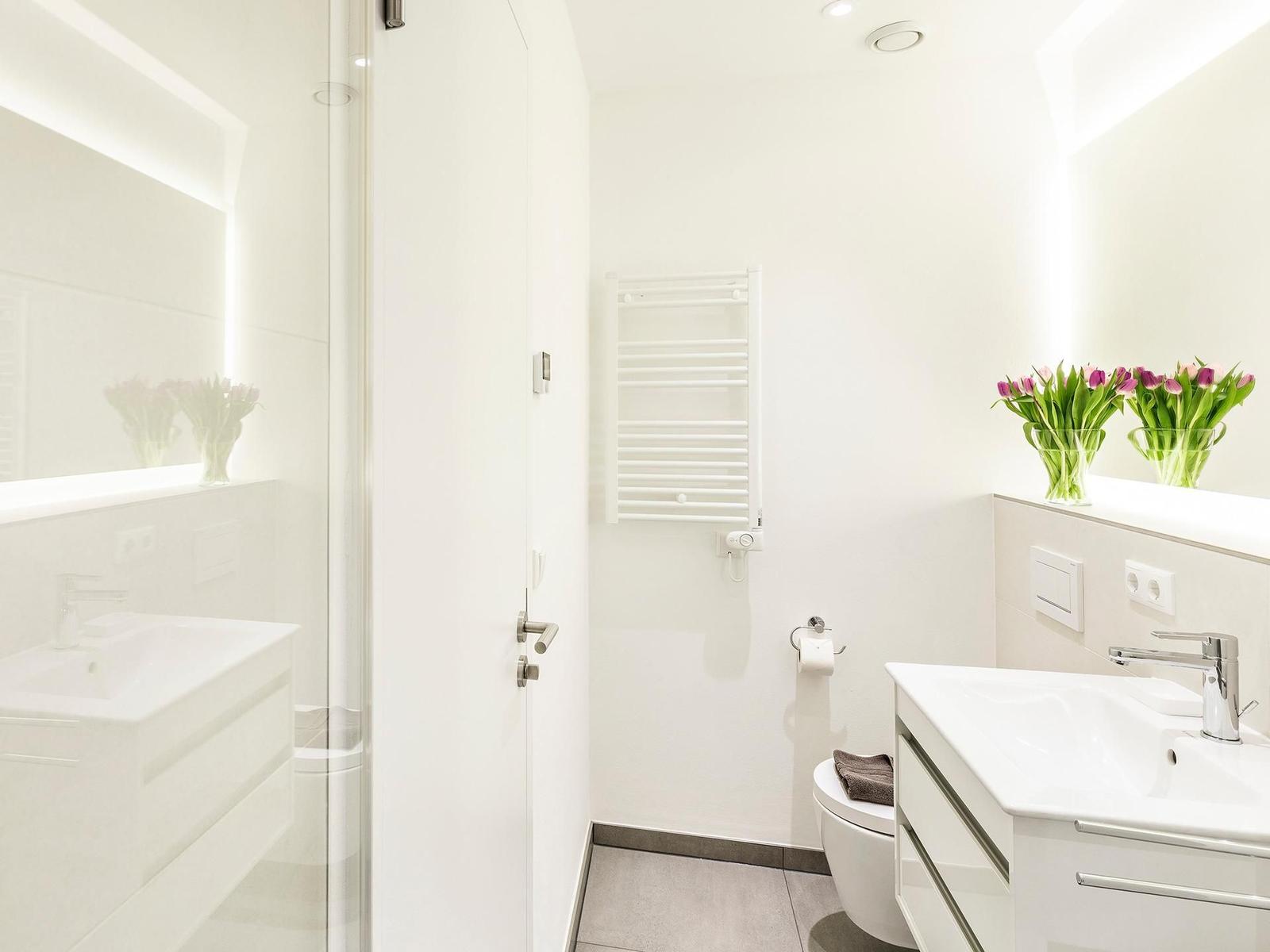 Badezimmer 1 und 2: Dusche, WC, Haartrockner