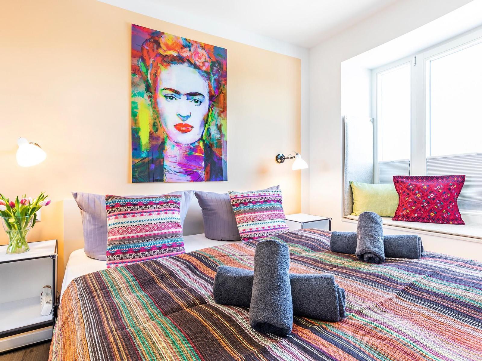 Schlafzimmer mit Doppelbetten 160x200
