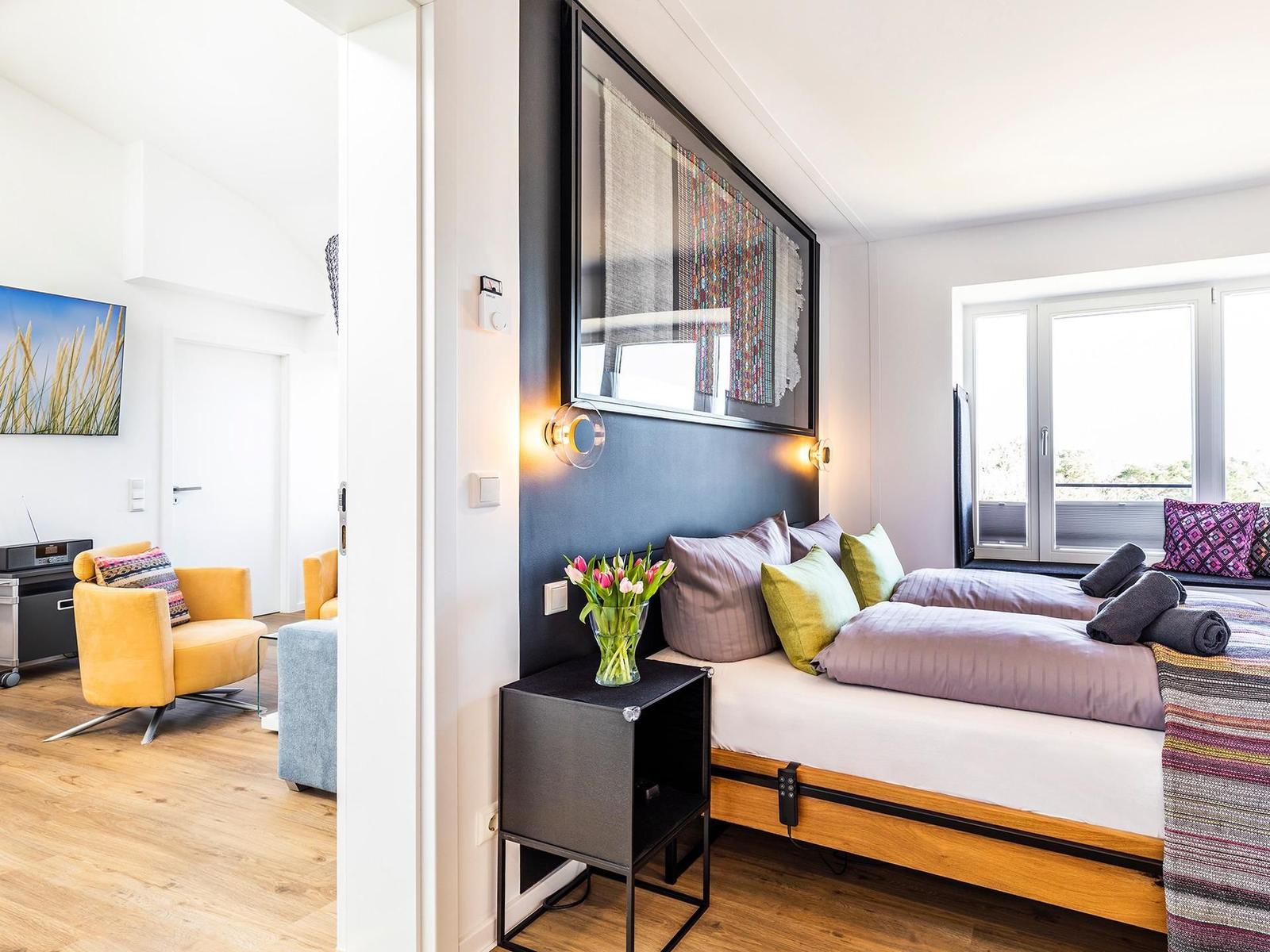 Schlafzimmer mit Doppelbetten 160x200