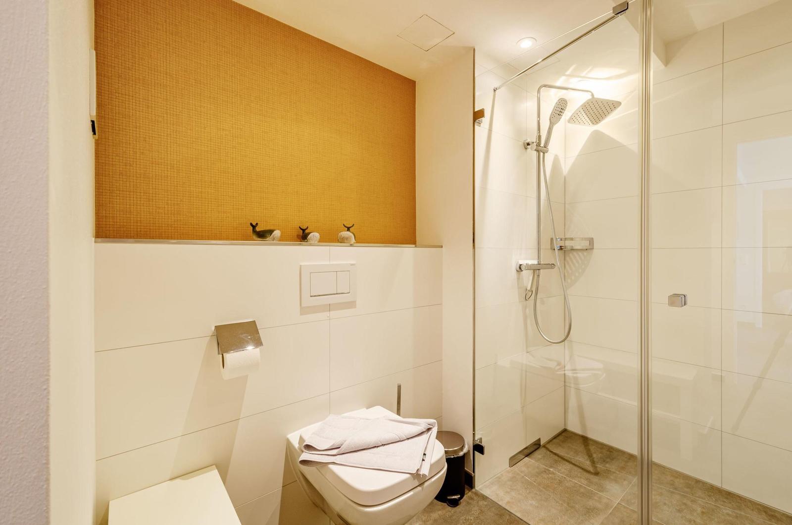 Badezimmer : Regendusche, WC, Haartrockner