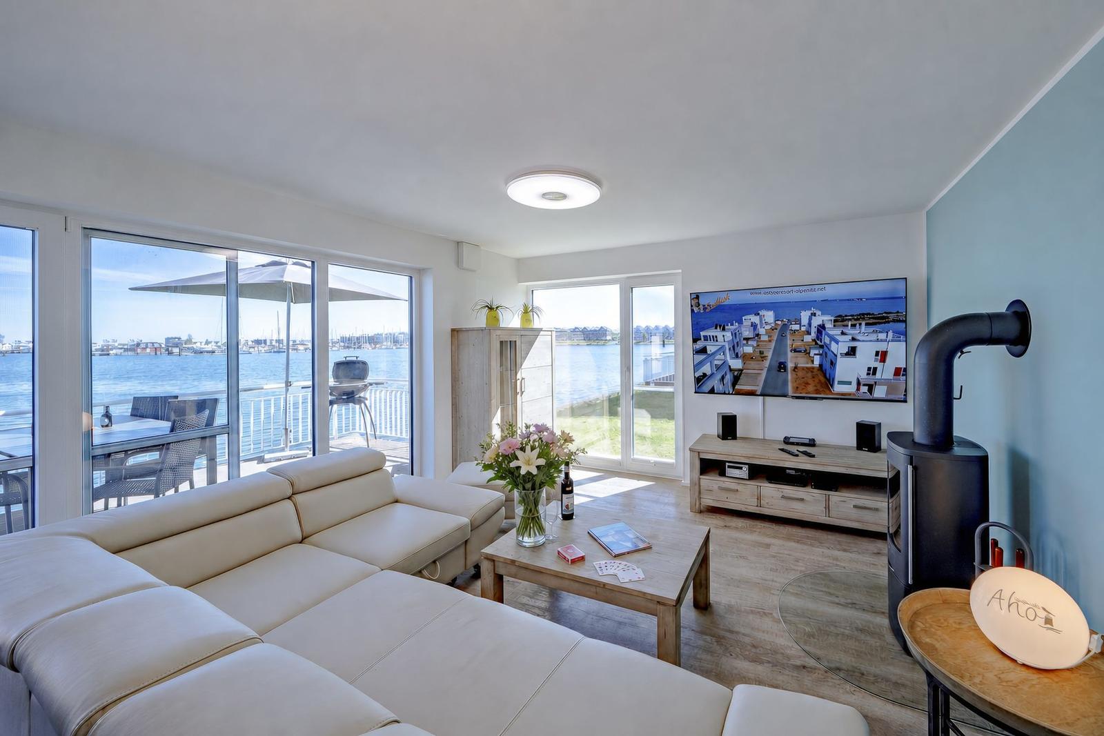 Direkt am Wasser, 75 Zoll TV, Wii U, Kamin, Massagesessel