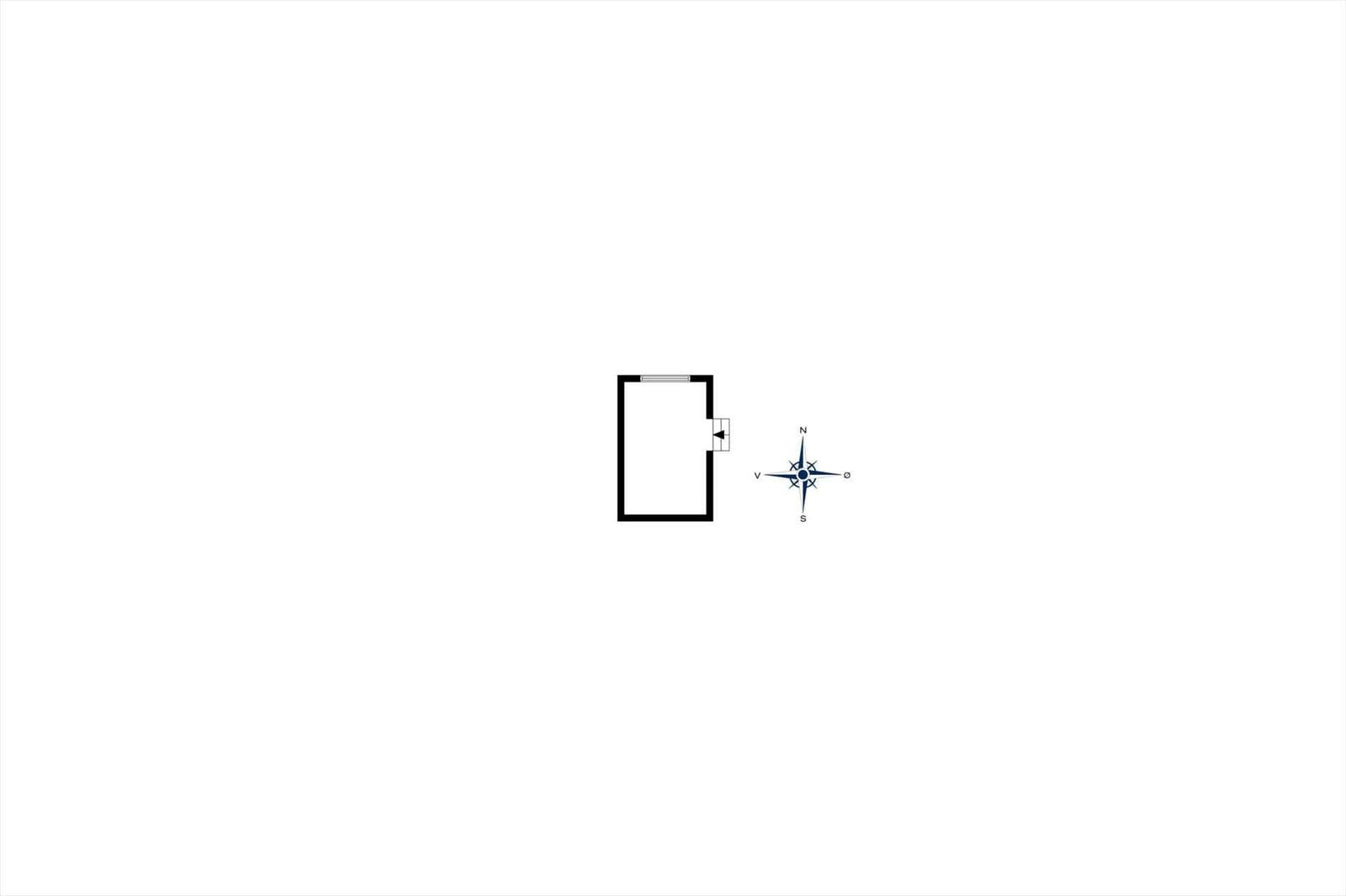 Floor plan with compass and door view.