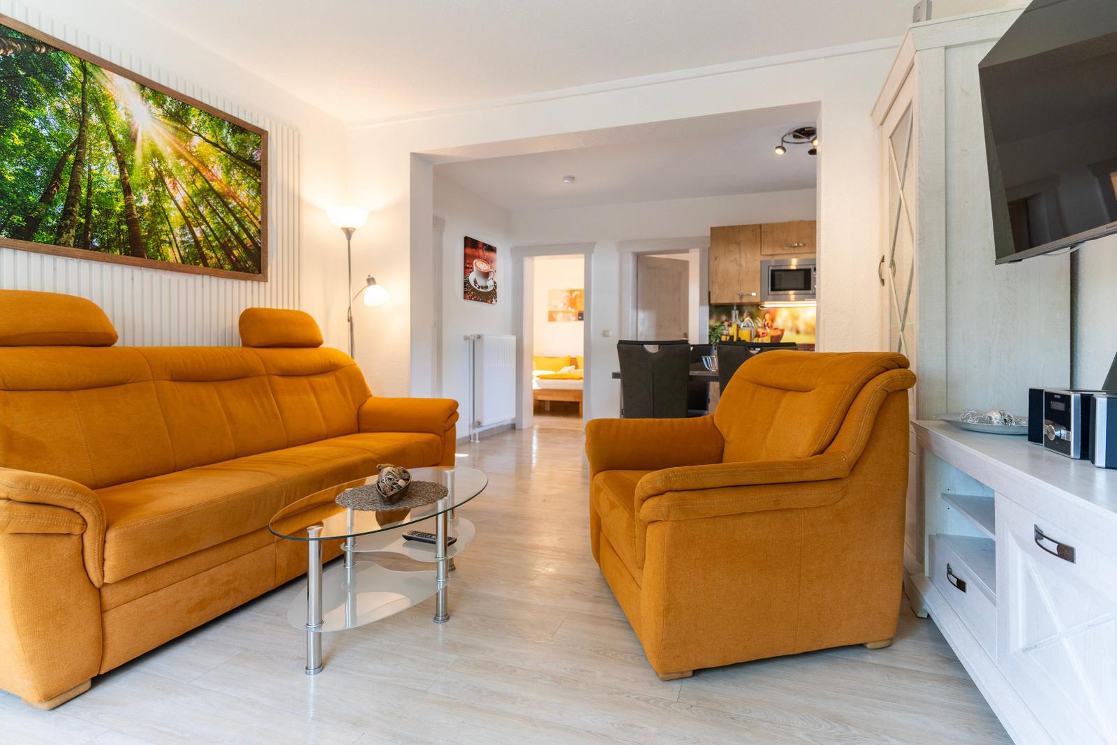 das gemütliche Wohnzimmer mit Kamin....einfach relaxen..