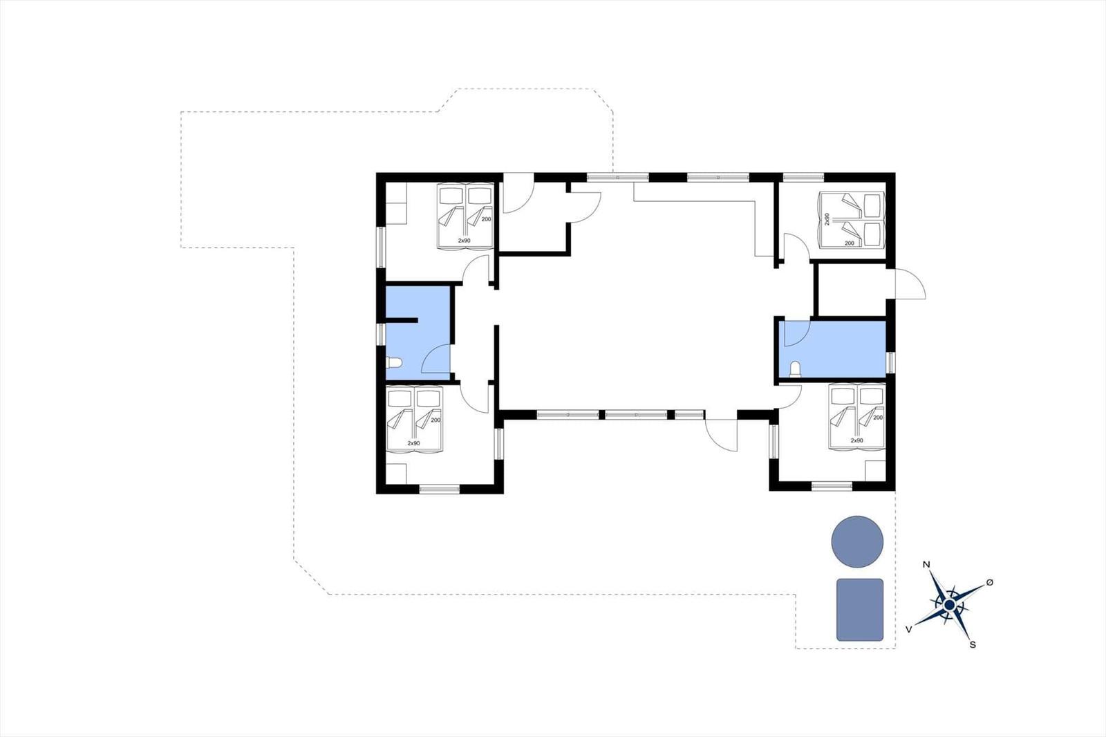 Dieses Grundrissbild zeigt eine Wohnung mit vier Schlafzimmern und einem Bad.