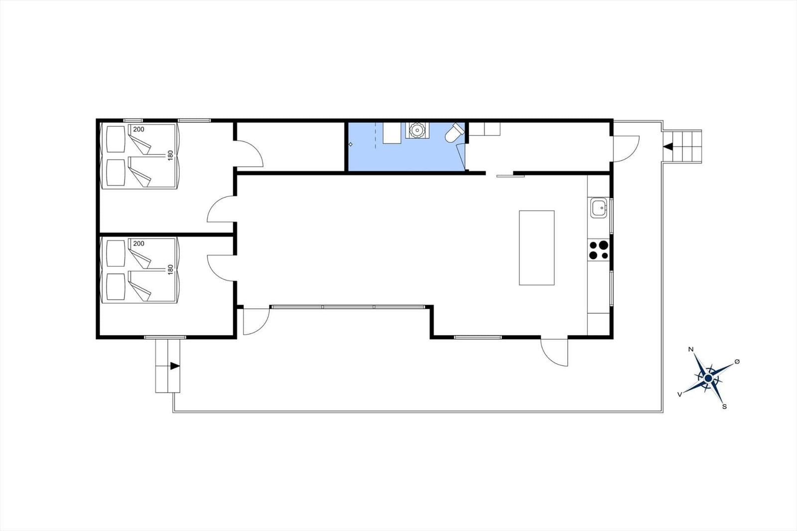 Annex with shed, living area, and staircase with room labels.