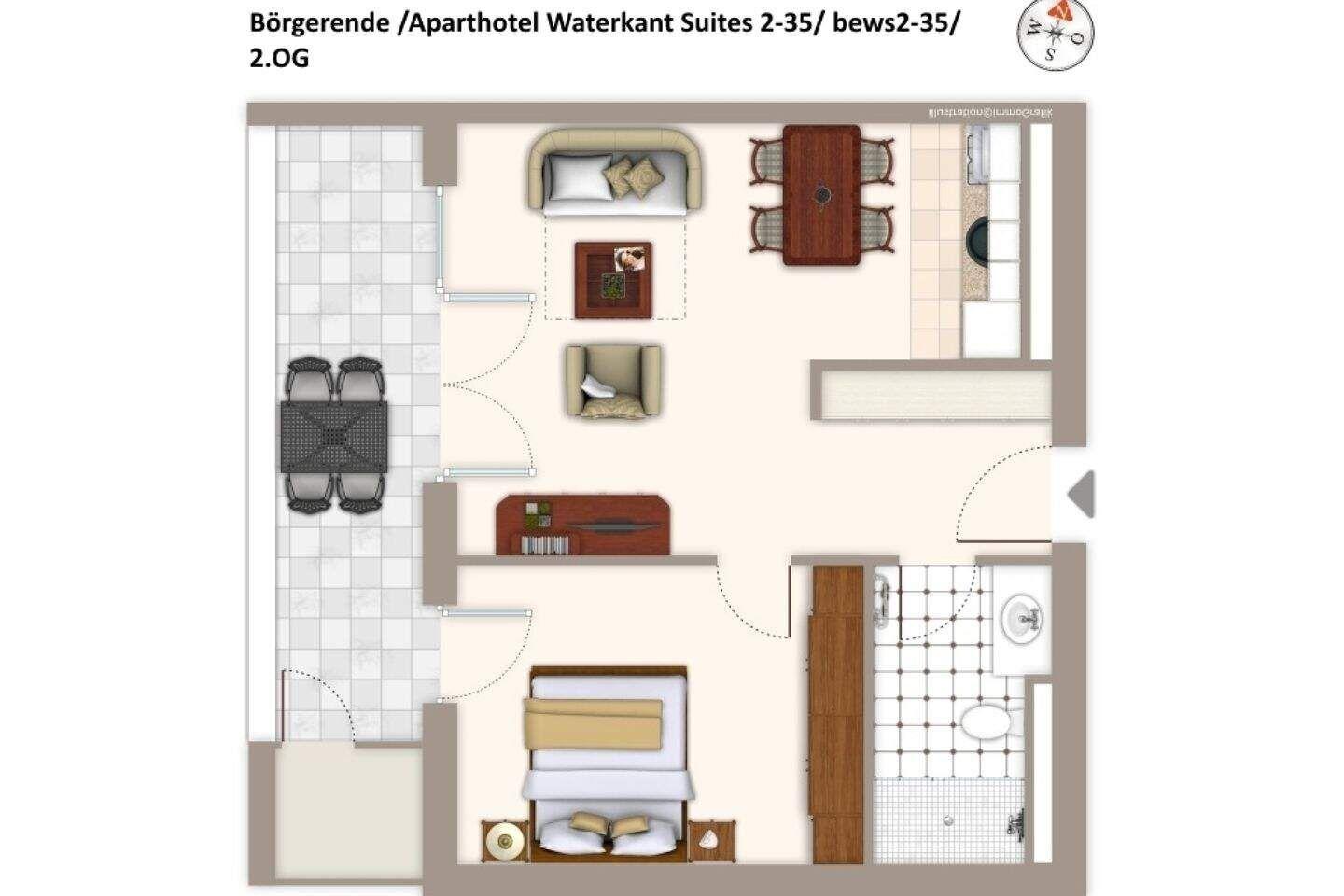 Zweizimmer-Apartment mit Küche, Bad und Terrasse