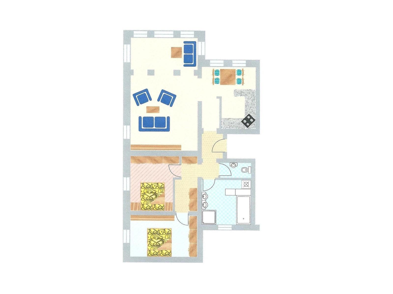 Villa Sonneschein Wohnung 06 ist mit vier Sternen klassifiziert für maximal vier Personen.