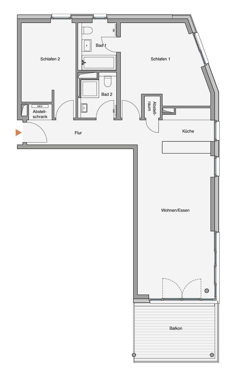 Ferienapartment in moderner Wohnanlage mit Blick auf Küstenlandschaft und Leuchtturm.