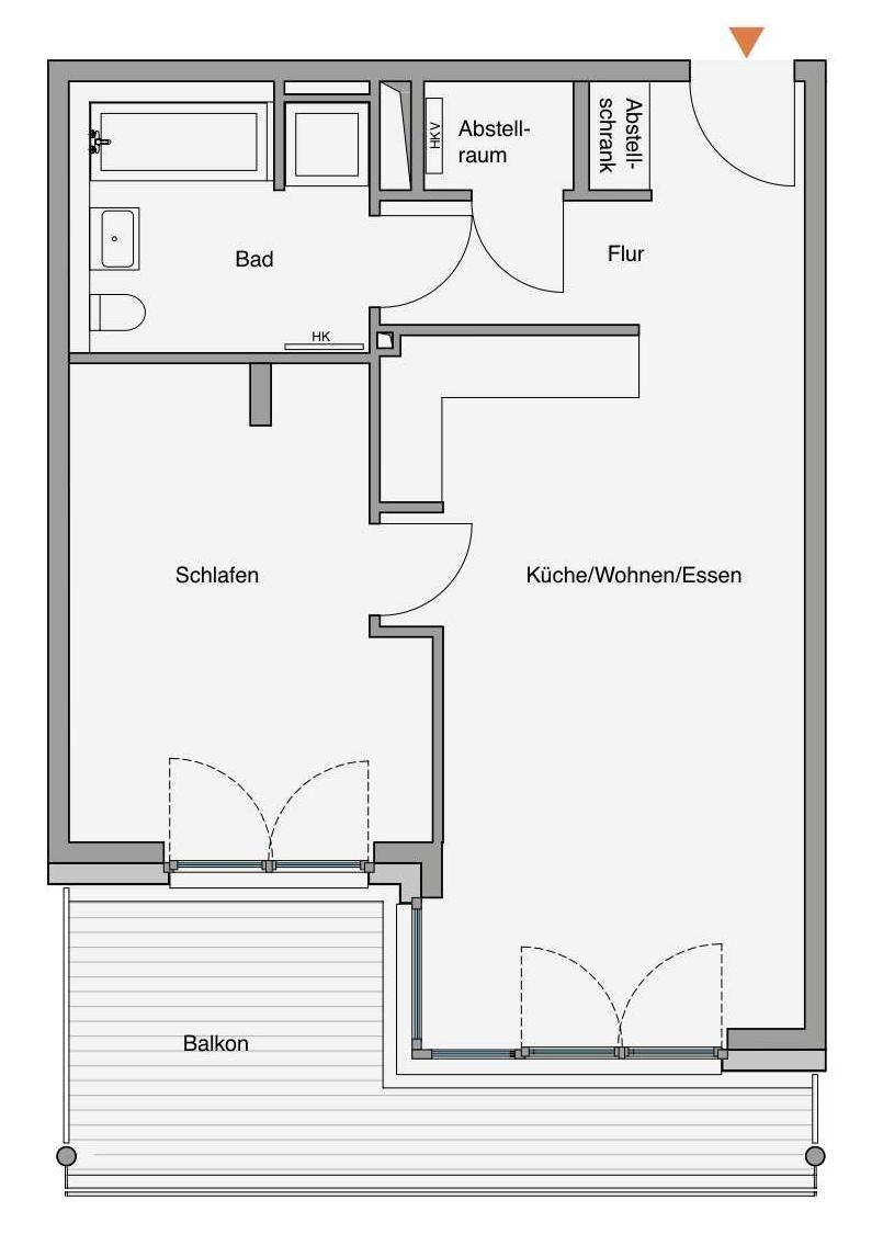Ferienapartment in modernem Gebäudekomplex mit Blick auf Landschaft und Strand.