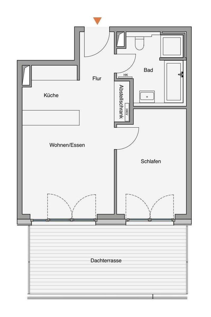 Modernes Ferienapartment in einer Wohnanlage mit Blick auf Wald und Strand.