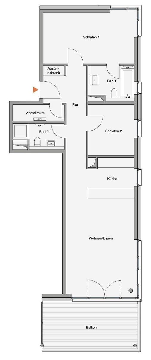 Ferienapartment in moderner Wohnanlage mit Blick auf Felder und Meer.