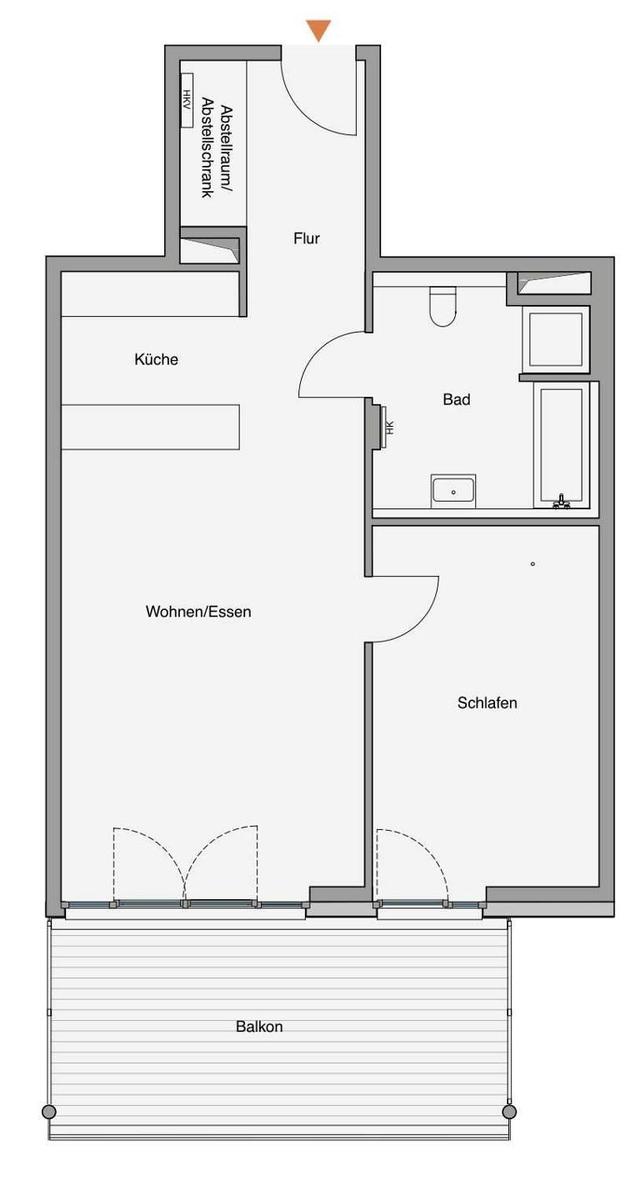 Modernes Ferienapartment in einer Wohnanlage mit Blick auf Felder und Strand.