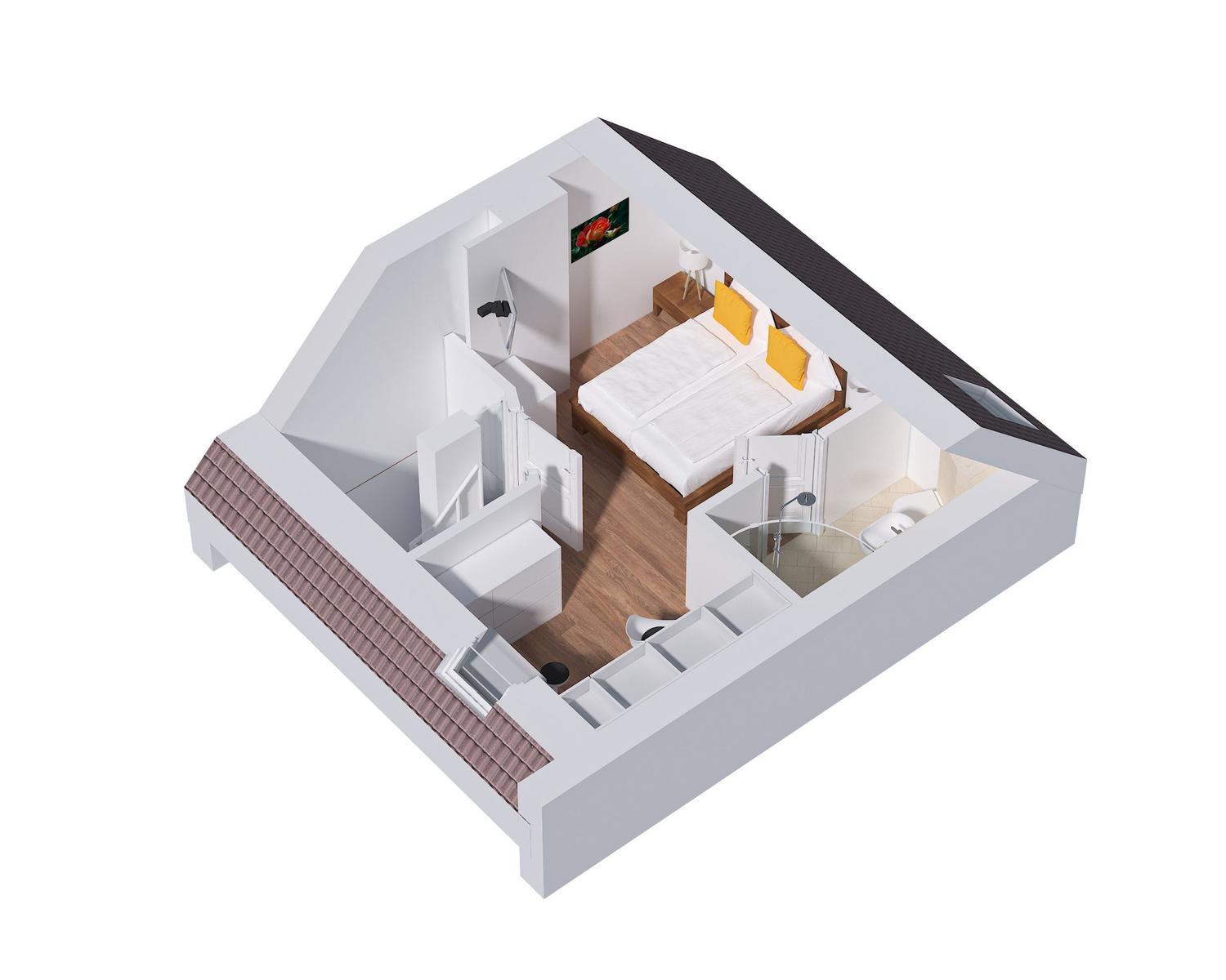 Zweibettzimmer mit Bad und kleinem Wohnbereich