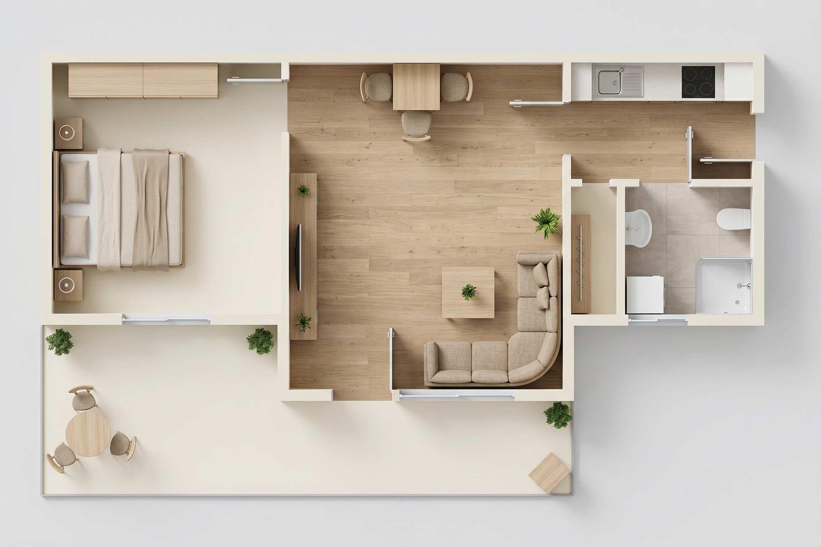 House in quiet residential area with view of forest and sea.