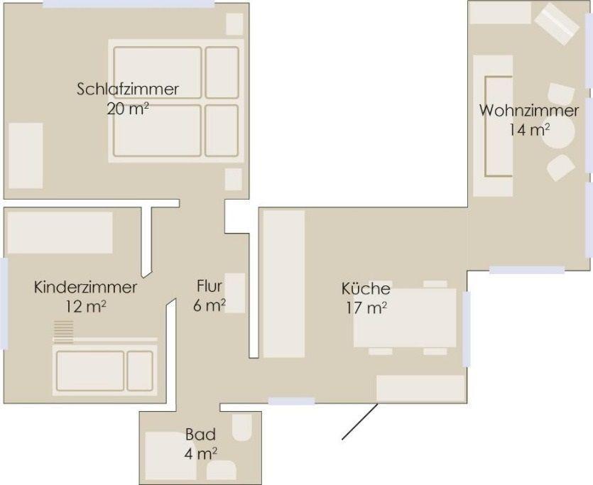 Schlafzimmer mit Bett, Nachttischen und Wandbild an der Wand.