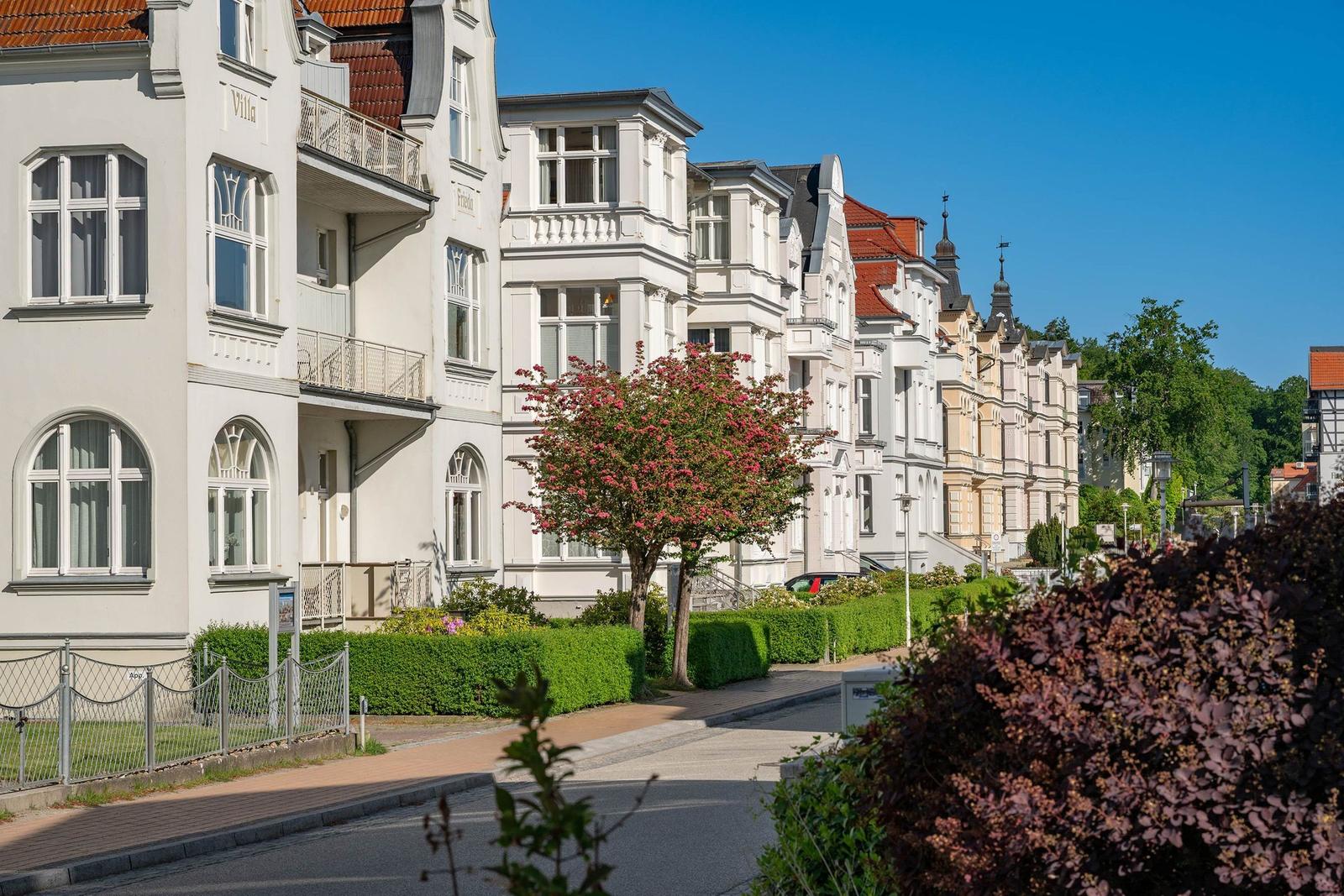Das Apartment hat eine Schlafzimmer, Wohnbereich, Küche und Badezimmer mit Dusche.