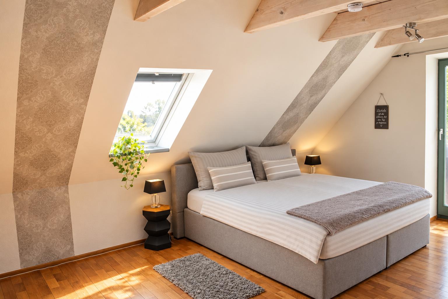 Schlafzimmer 1 Boxspringbett + Babybett