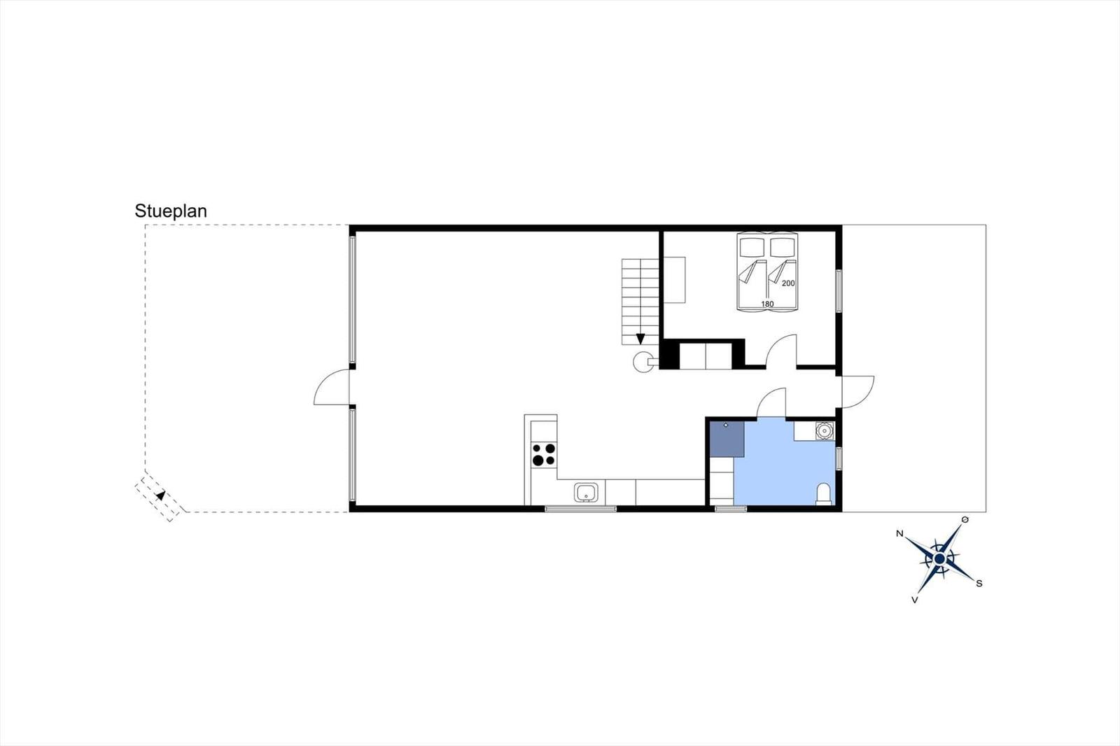 Symbolerklärung für Ferienhausgrundrisse mit Schlafzimmer, Bad und Terrassenzeichen.