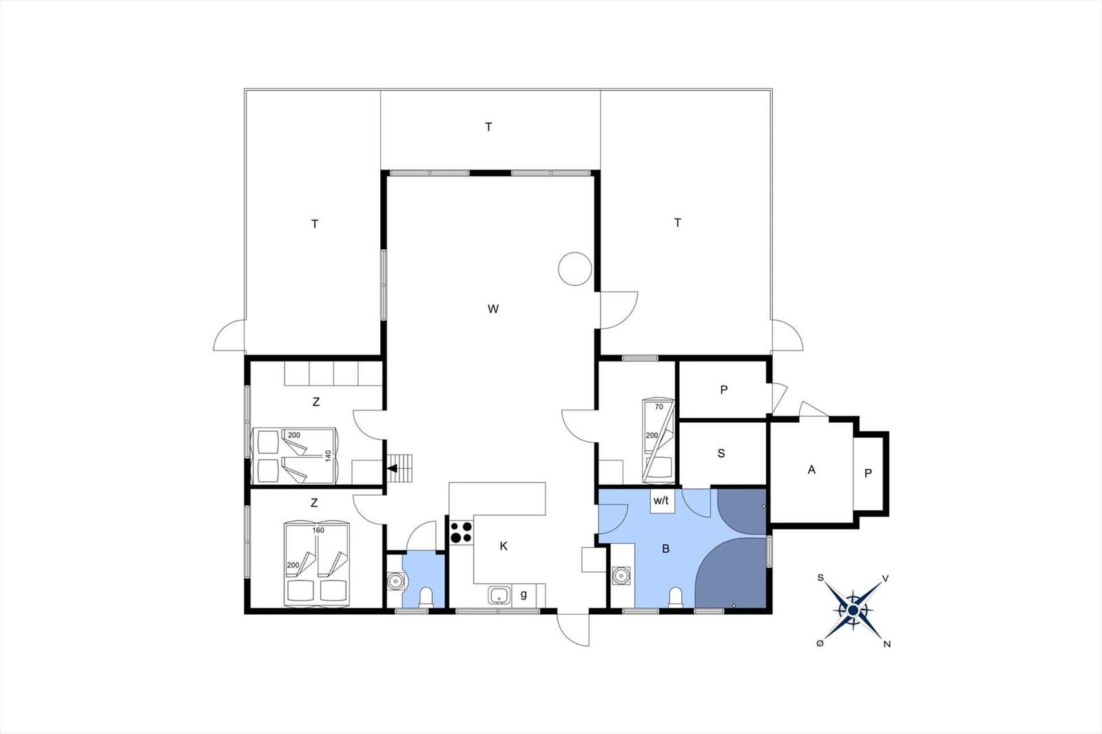 Zimmerplan mit Schlafbereich und Zugang zur Treppe