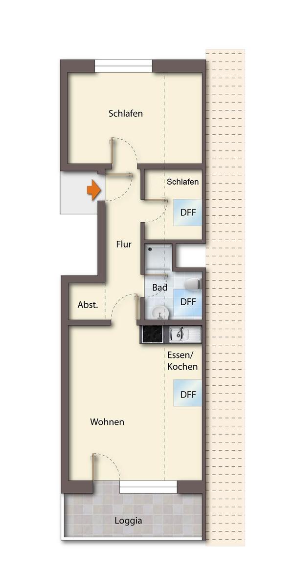 Rotes Ziegelhaus mit Dachgauben und grünem Garten