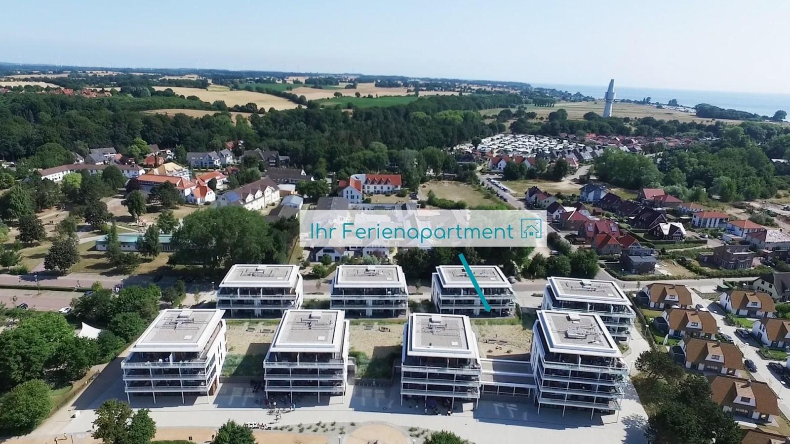 Dieses Apartment hat eine Küche, Wohn- und Essbereich, Schlafzimmer, Bad und Terrasse.