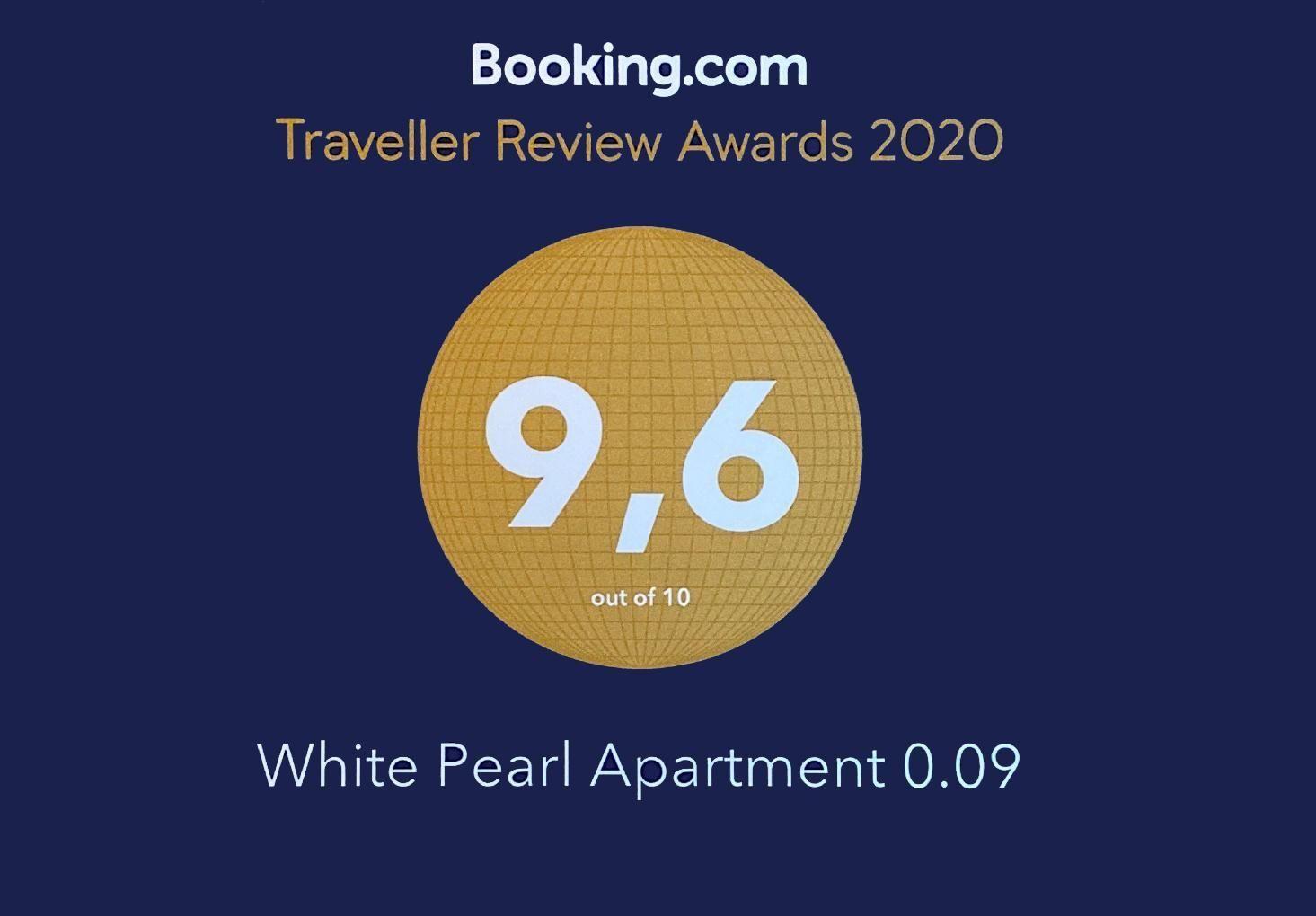 Booking.com Traveller Review Award 2020 with 9.6 out of 10 for White Pearl Apartment 0.09