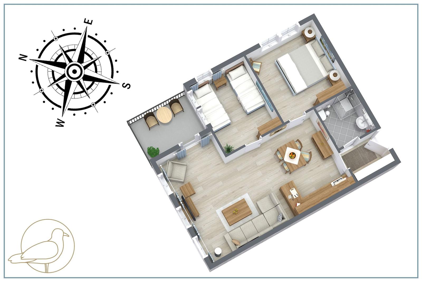 Ein mehrstöckiges Wohnhaus mit Balkonen und grüner Umgebung.