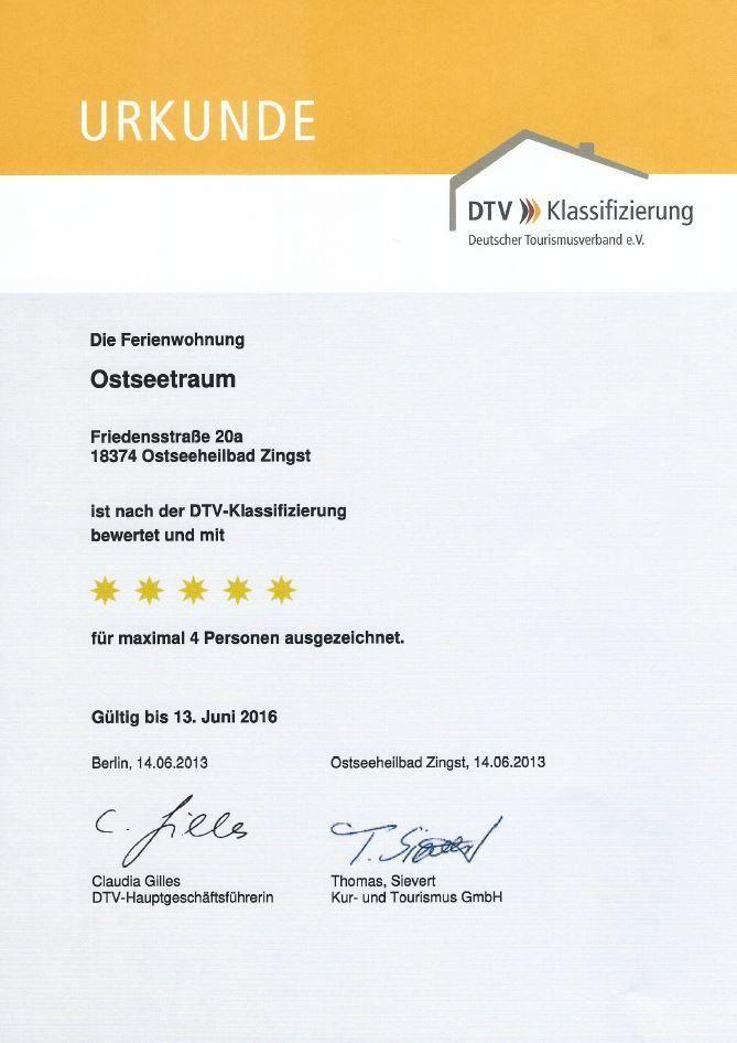 Ferienwohnung Ostseetraum mit DTV-Zertifikat für 4 Personen.