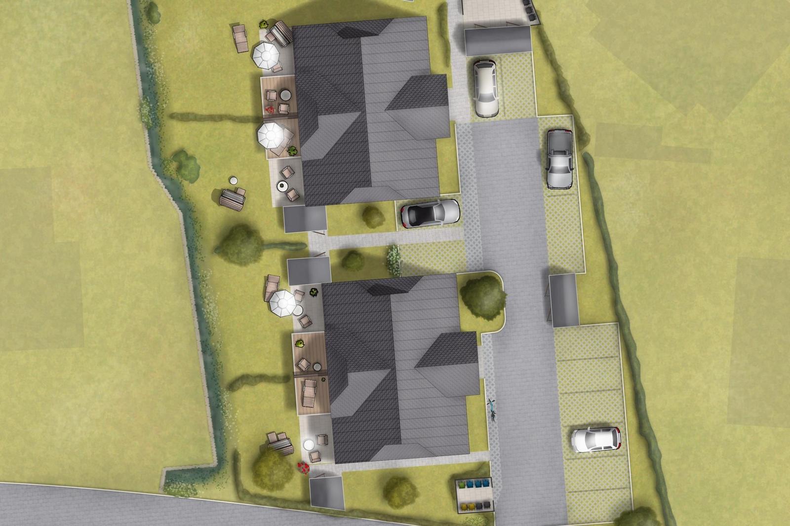 Dieses Apartment hat eine Küche, ein Wohnzimmer, ein Schlafzimmer und eine Terrasse.