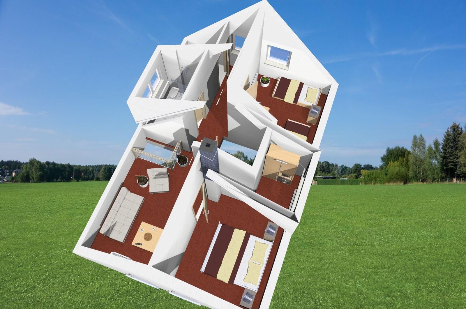 3-Zimmer-Wohnung mit Balkon und moderner Einrichtung in grüner Umgebung.
