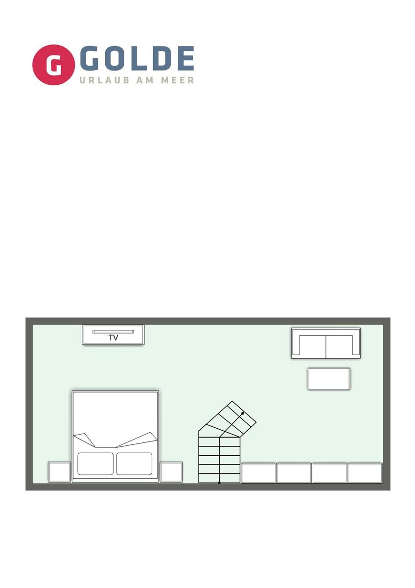 Schlafzimmer mit Kleiderschrank, Fernseher und Zugang zu weiteren Räumen.