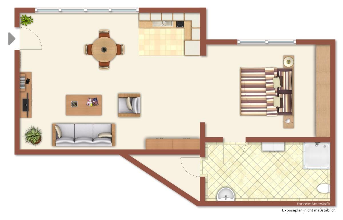Wohnhaus mit Balkon und Glasfassade an sonnigem Tag