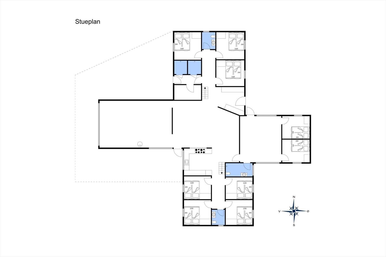Plan zeigt zwei Räume mit Treppe und Kompass. Raum 1. sal ist markiert.