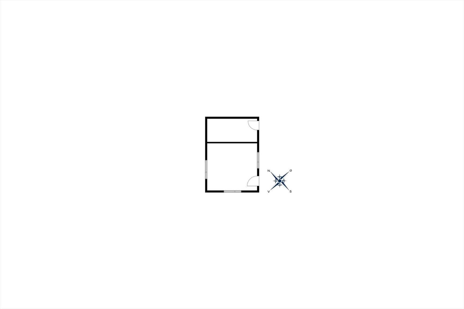 Zwei-Raum-Layout mit Kompass für Orientierung