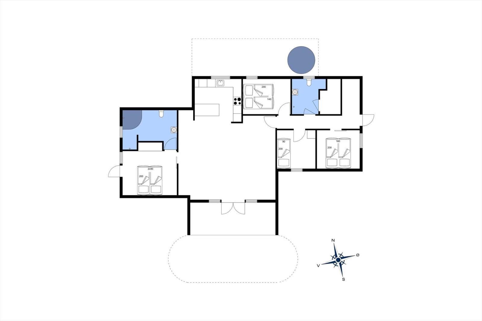 Plan des Annek mit Kompass und Raumangaben