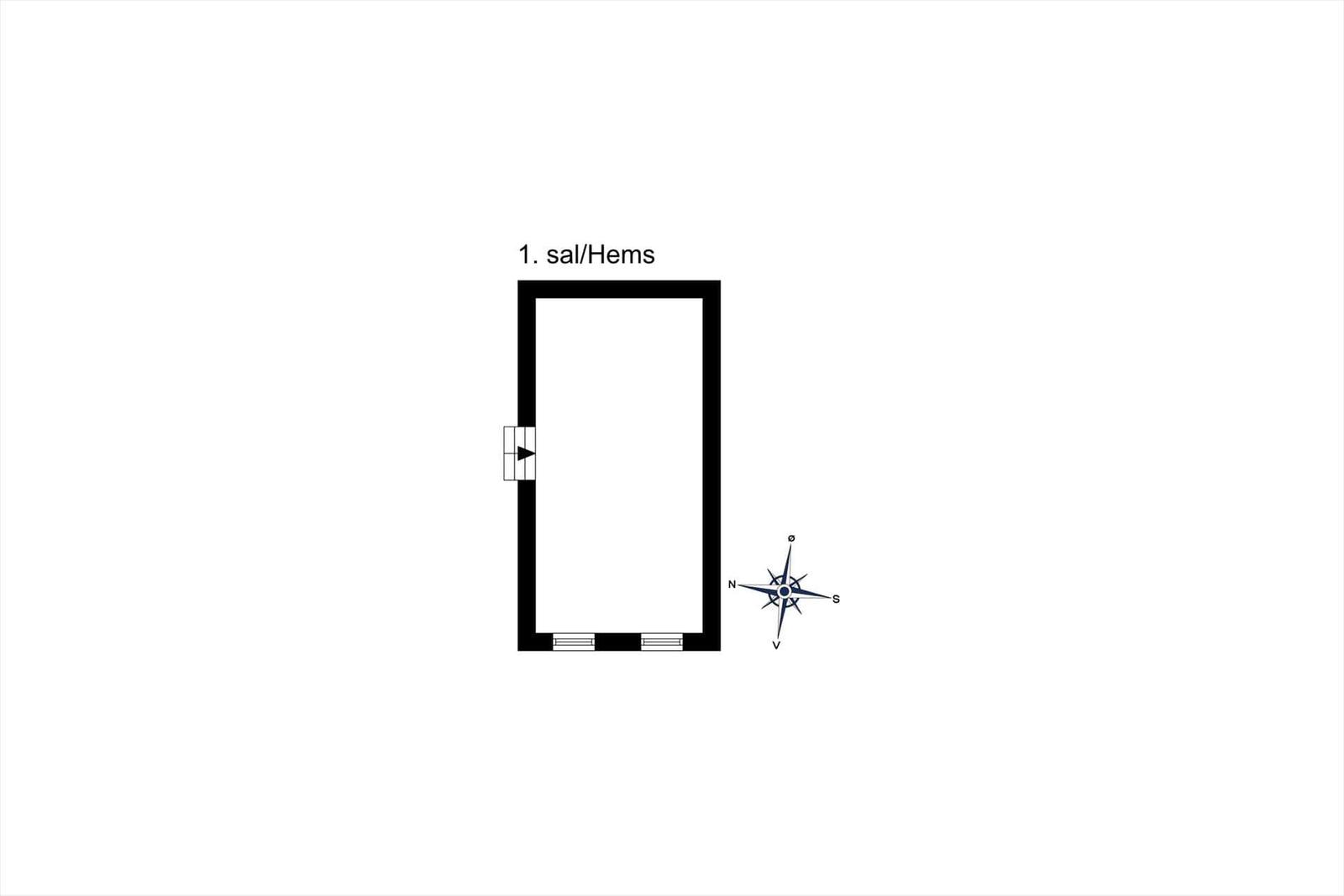 Functional floor plan with kitchen, living room, two bedrooms, and bathroom.