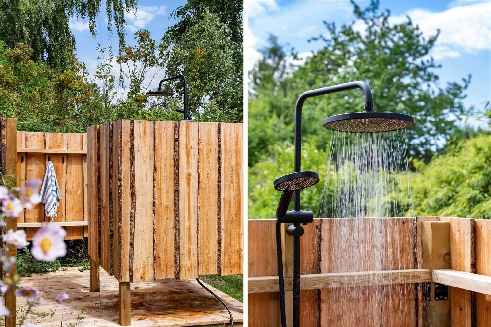 A white motorboat is on the water. Trees and a clear sky are visible in the background.