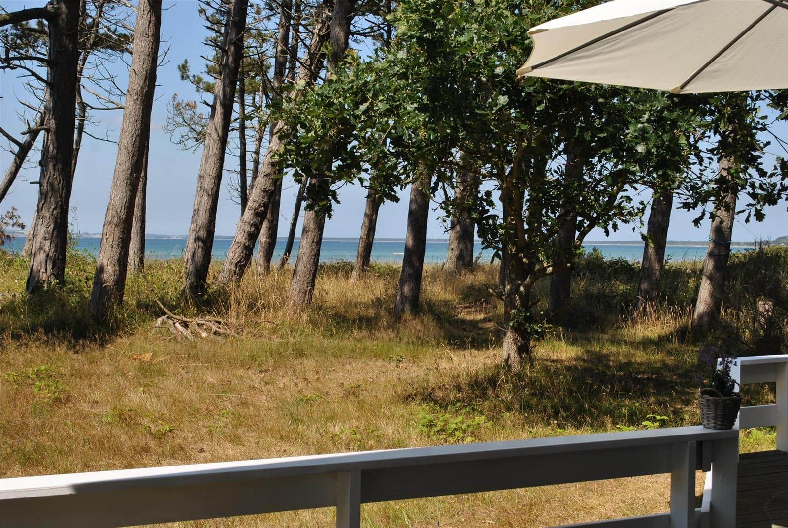 Aerielansicht einer grünen Halbinsel mit sandigem Strand und tiefblauem Meer.