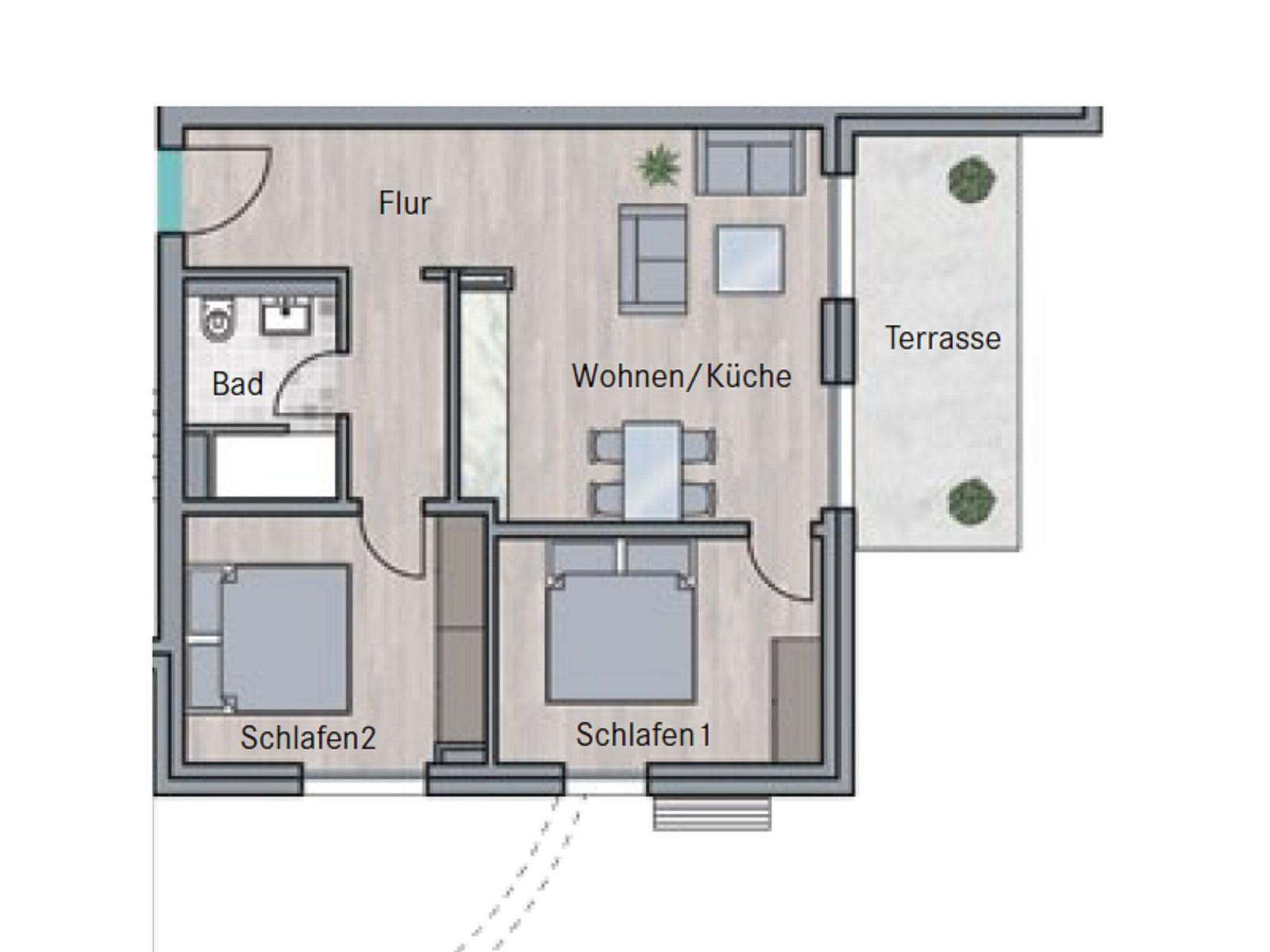 Badezimmer mit Waschbecken, Toilette und Wandbildern