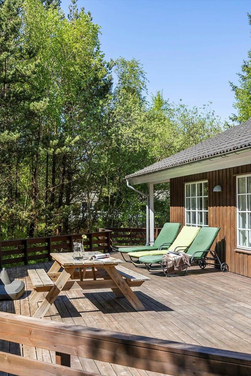 Haus mit Dachterrasse und Grillplatz im Wald