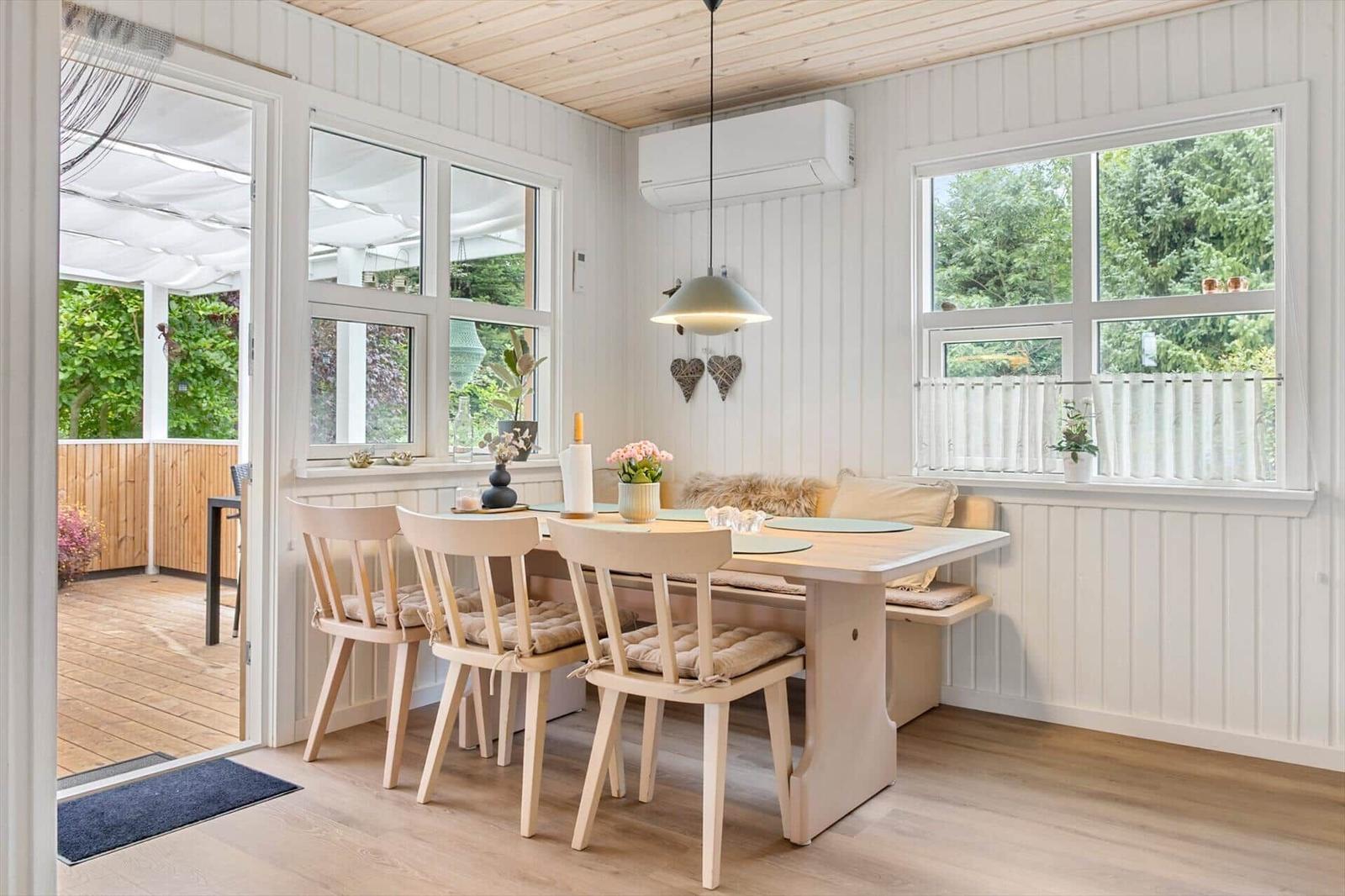 Floor plan of a vacation rental with three bedrooms, kitchen, and bathroom.