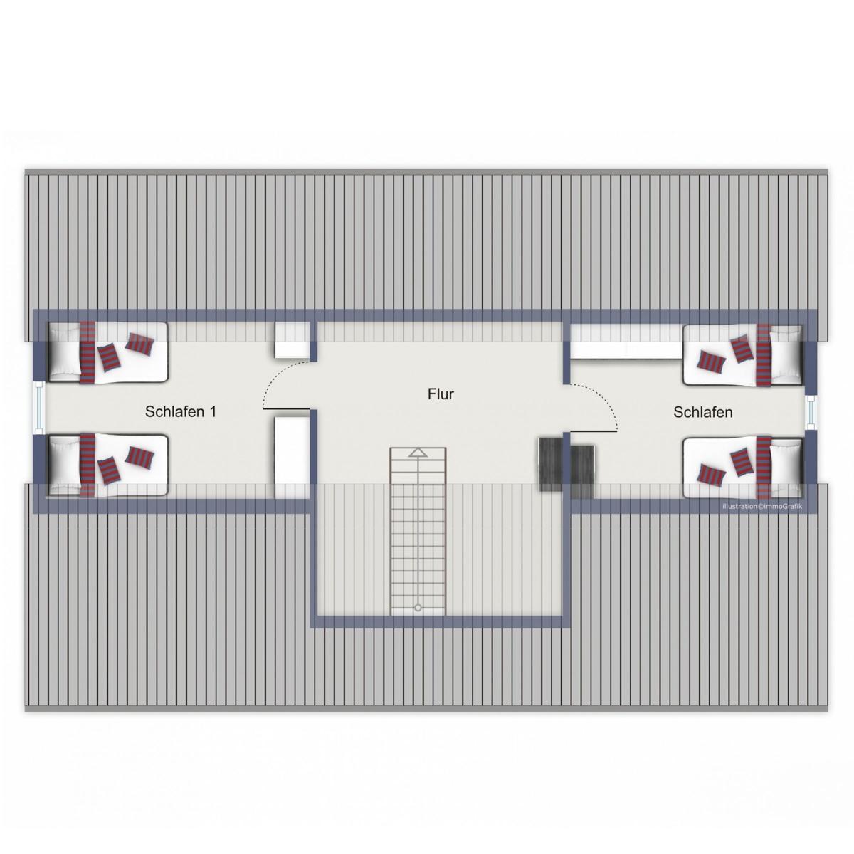 Wohnung mit Küche, Wohnbereich, Sauna und Terrasse.
