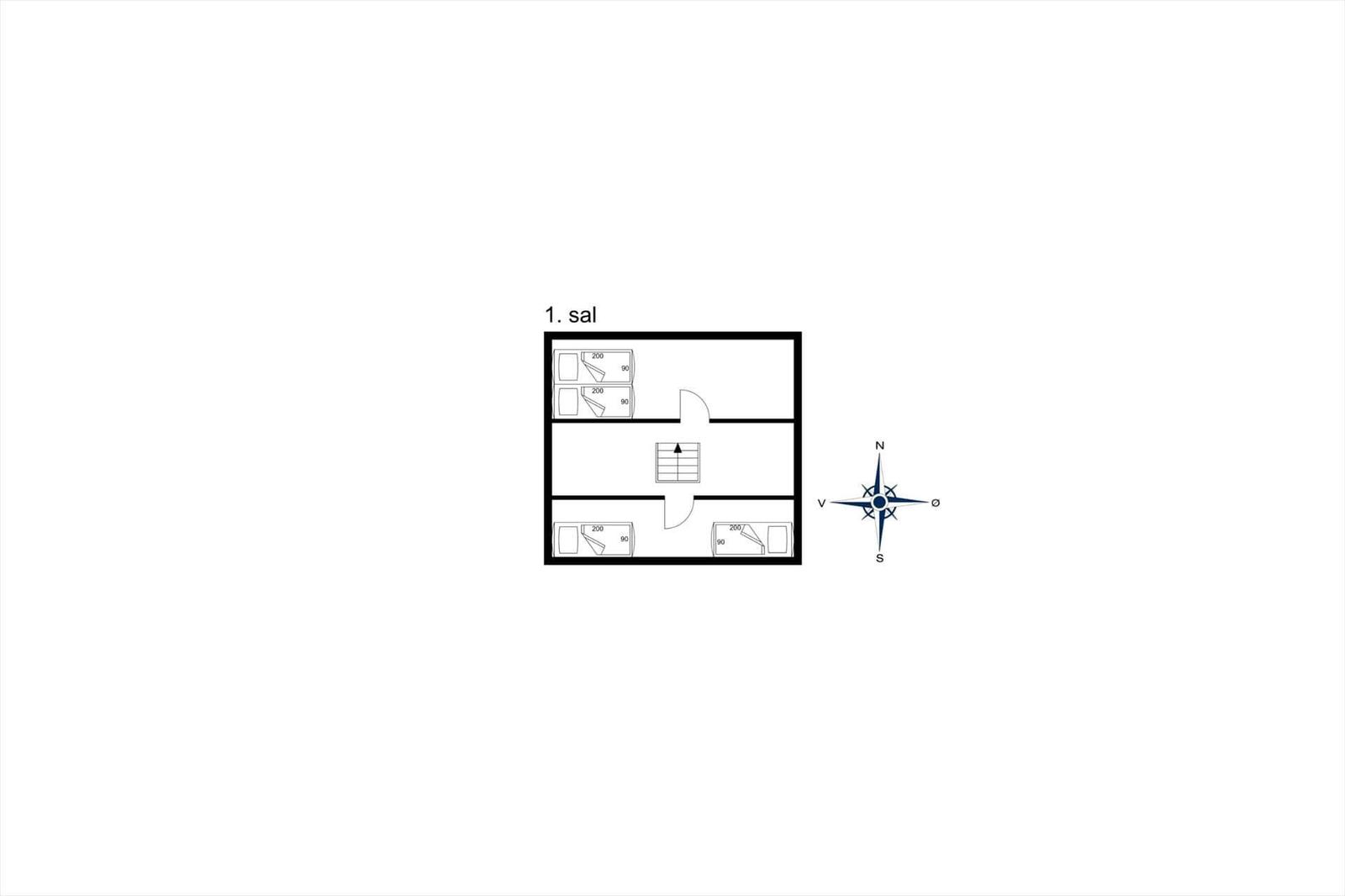 Stueplan zeigt Grundriss mit Treppenhaus und markiertem Raum.