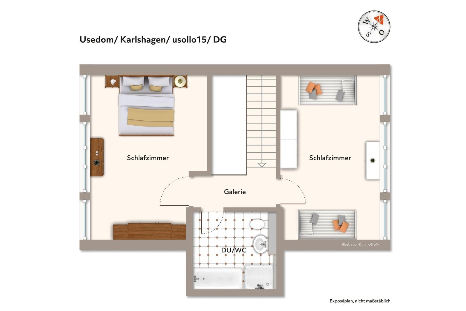 Wohn-Essbereich mit Kamin im usollo15, Lotsenstieg 15 in Karlshagen
