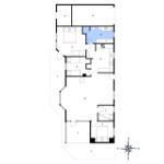 Apartment with three bedrooms, kitchen, and bathroom. Large living area with terrace.